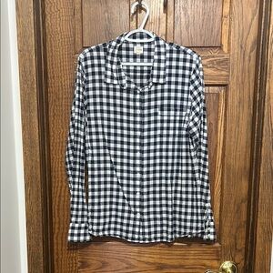 J. Crew Navy and White Plaid Shirt